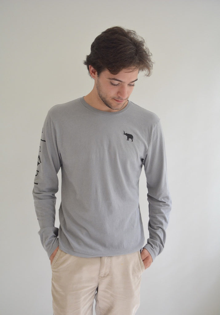 Elephant Classic Grey Garment Dyed Long Sleeve Tee